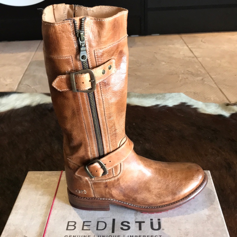 Bed Stu knee high GoGo boot in tan rustic